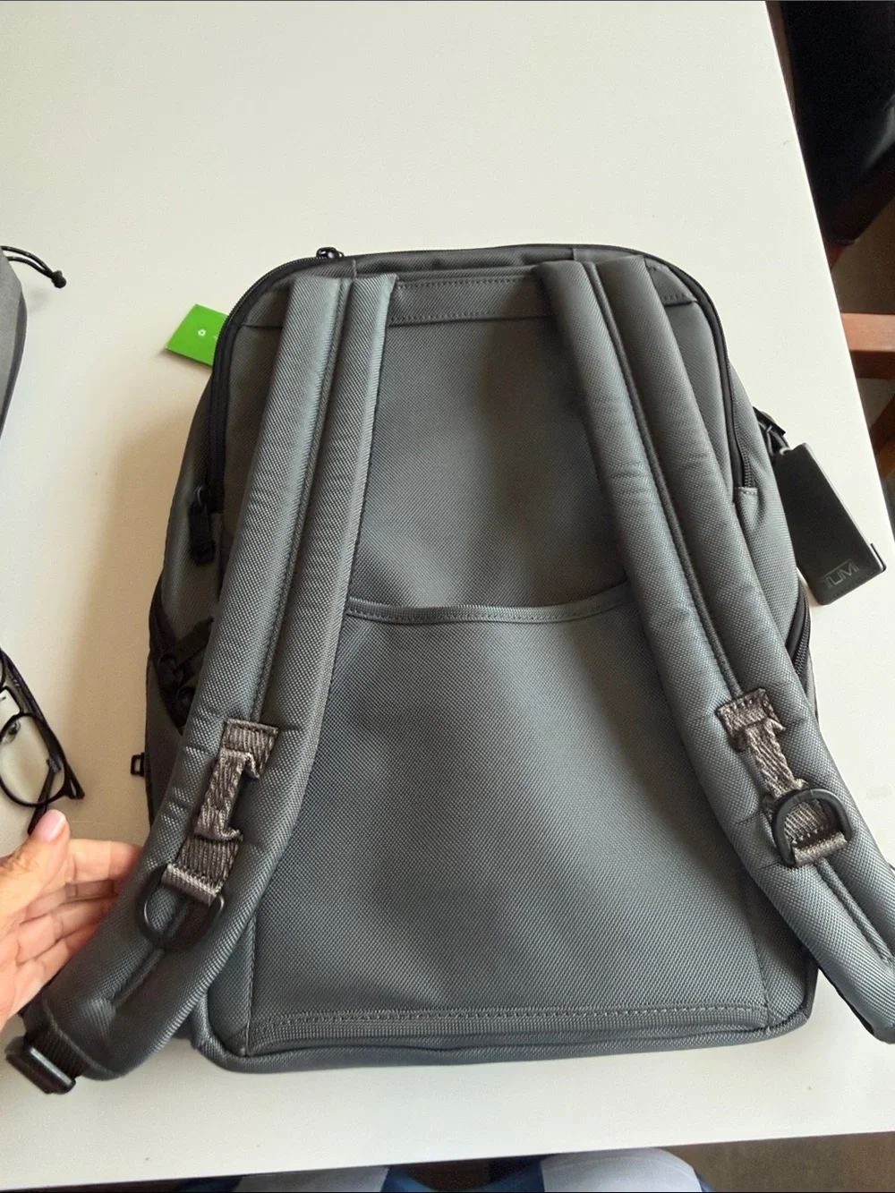 Tumi Gray Textured Compact Backpack with Front Zip Pockets